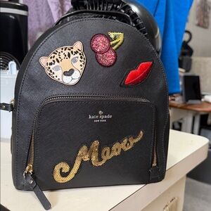 Kate Spade Black Backpack with Fun Patches